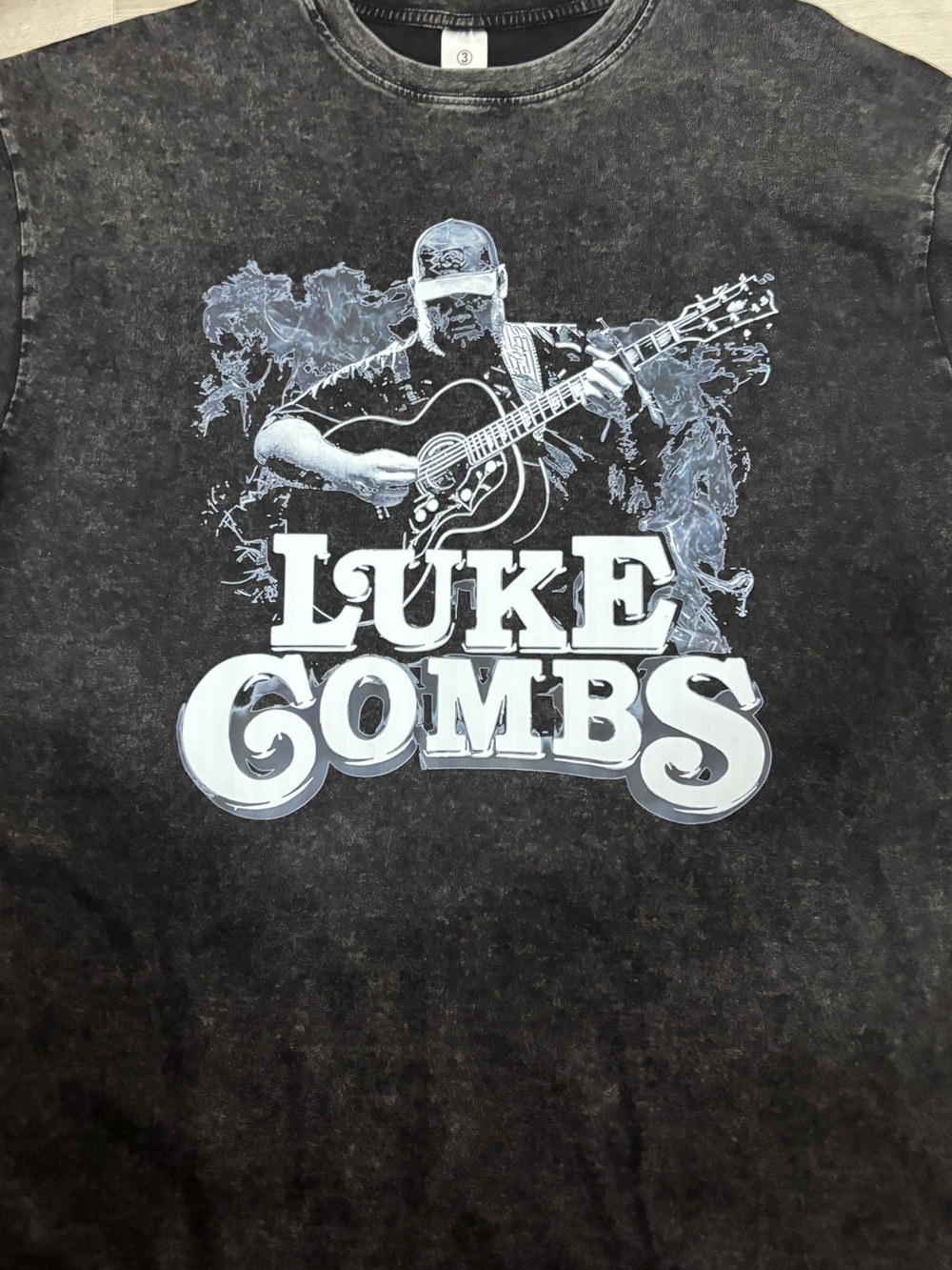 SHEIN Black Graphic Short Sleeve Tee with White Luke Combs Print